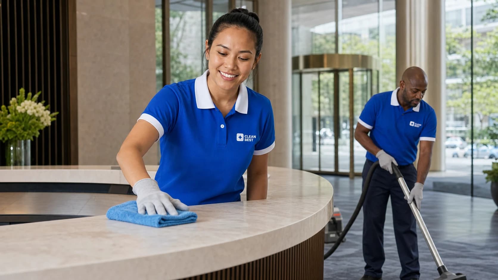 Clean Best commercial cleaner working through a newly built business premises after hours in Oran Park NSW