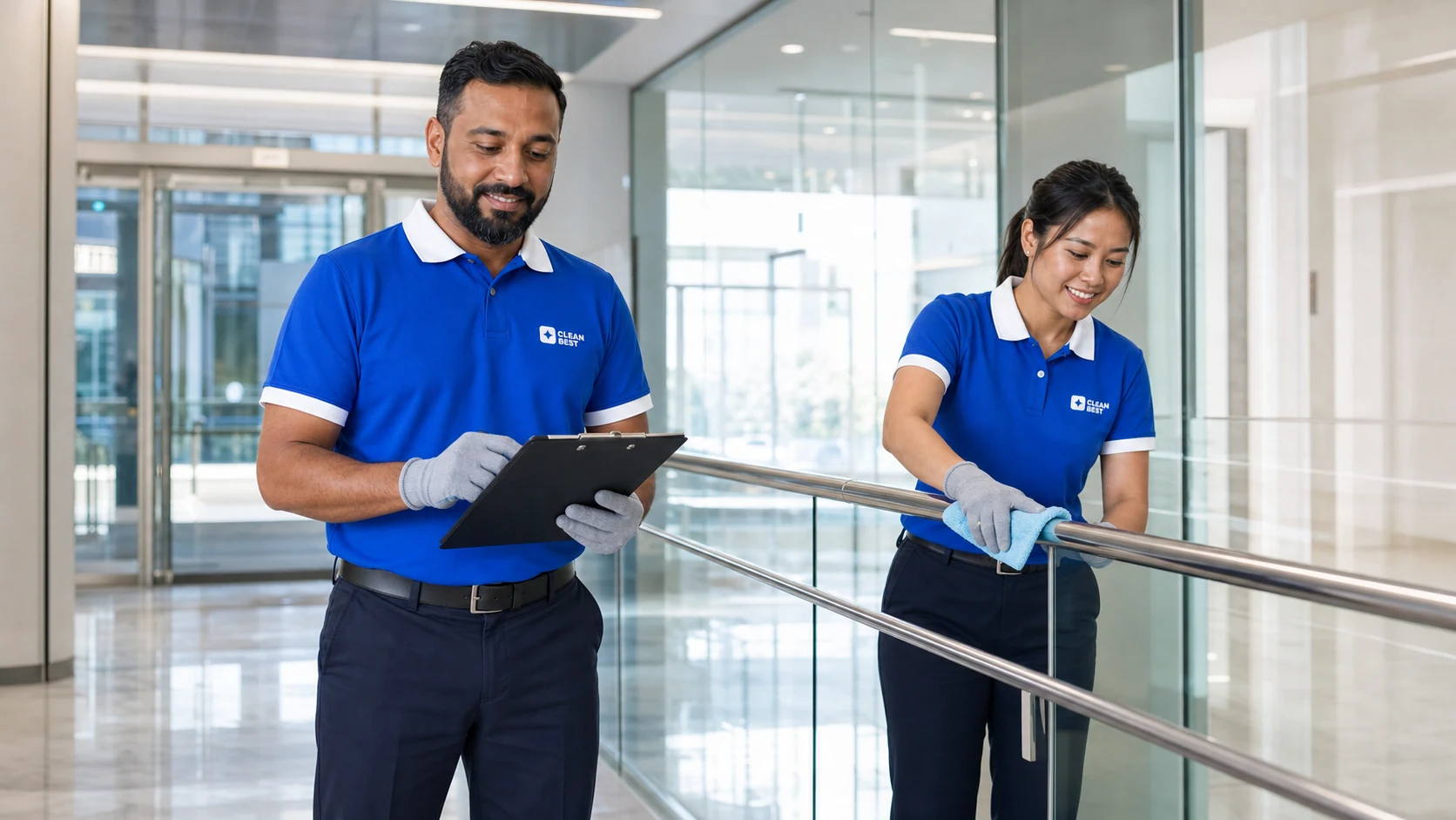 Clean Best commercial cleaner working through a newly built business premises after hours in Oran Park NSW